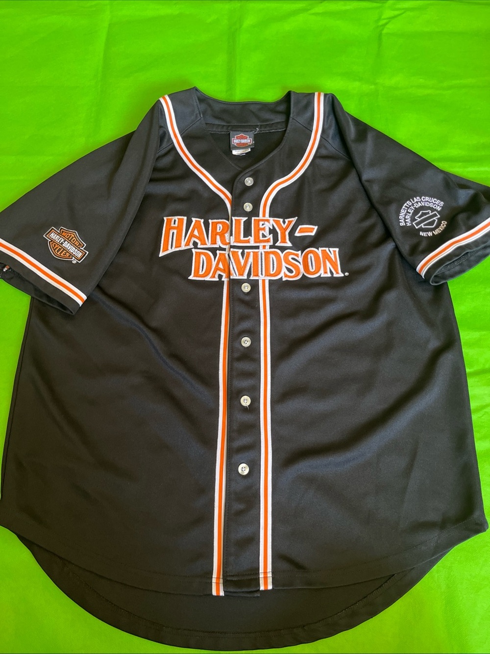 Harley-Davidson Black and Orange Button-Up Logo Jersey